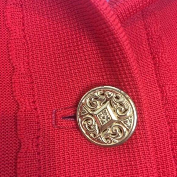 Hedy Knits Cardigan Librarian Jacket Womens Vintage 3/4 Sleeve Red Orange XL - Picture 7 of 14